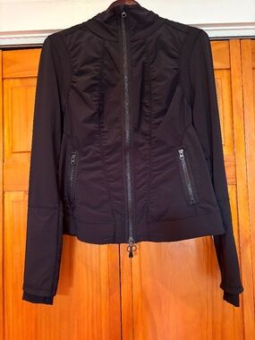 Zella Trinity Zeltek Slim Fit Ruched Track Jacket Size XL Black, Reflective